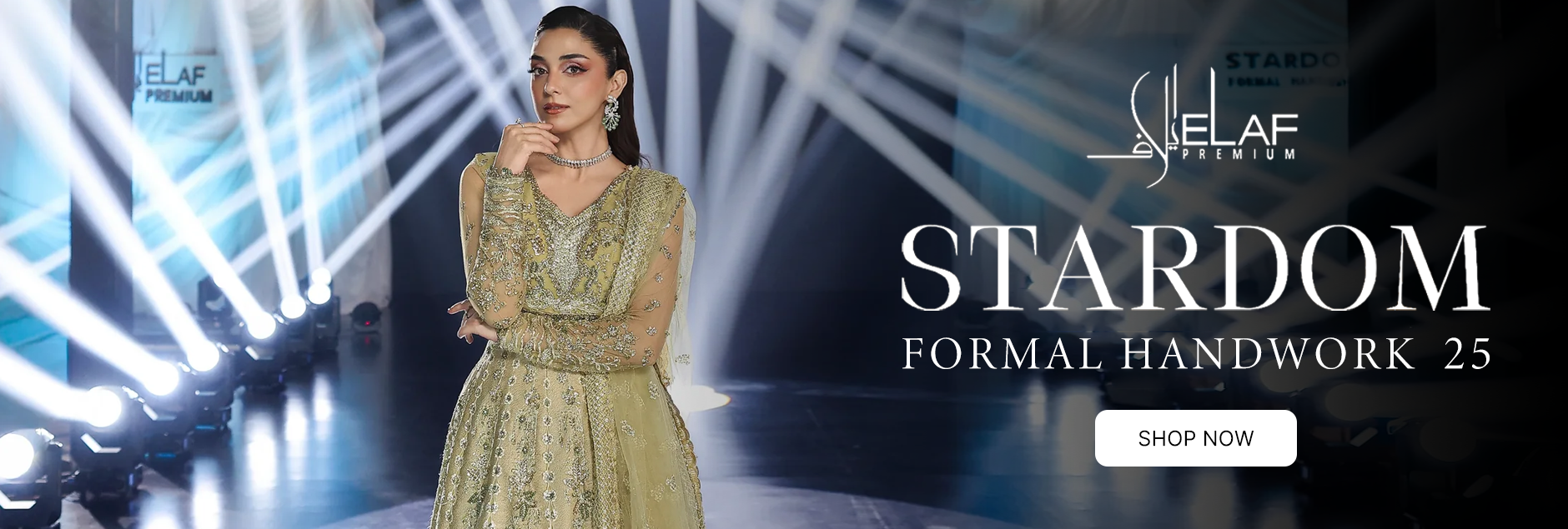 Stardom by Elaf Unstitched Luxury Formals Embroidered Net 3 Piece Suits  EL25SF D-ESH-09 Saffron - Formal Collection