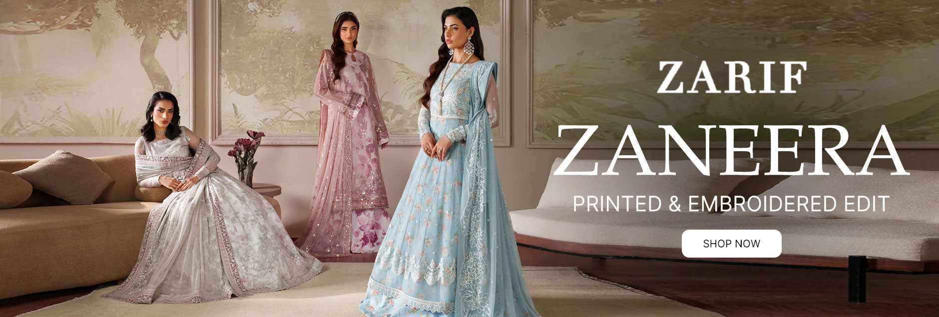 Zaneera By Zarif Printed & Embroidered Unstitched Edit 2025 Zaneera By Zarif Printed & Embroidered Unstitched Edit 2025