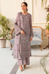 Safeera By Flossie Embroidered Chiffon Unstitched 3 Piece Suit - 10 VIOLET ICE