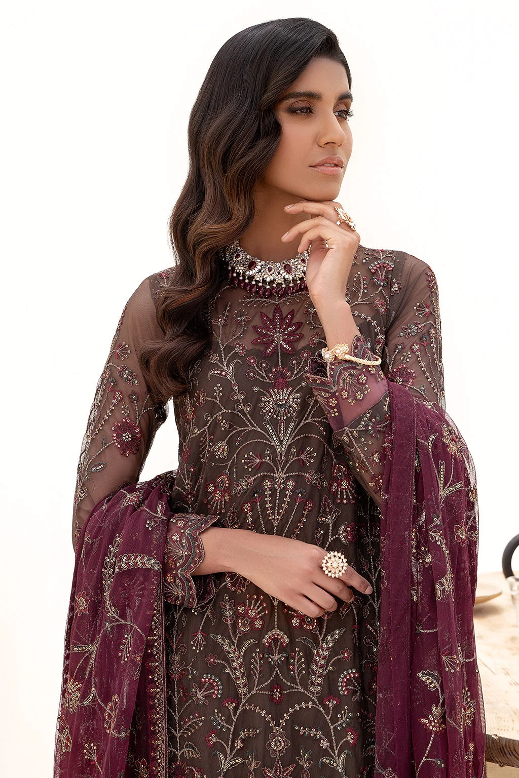 Nazneen By Zarif Embroidered Net Unstitched 3 Piece Suit - 10 Nazneen By Zarif Embroidered Net Unstitched 3 Piece Suit - 10