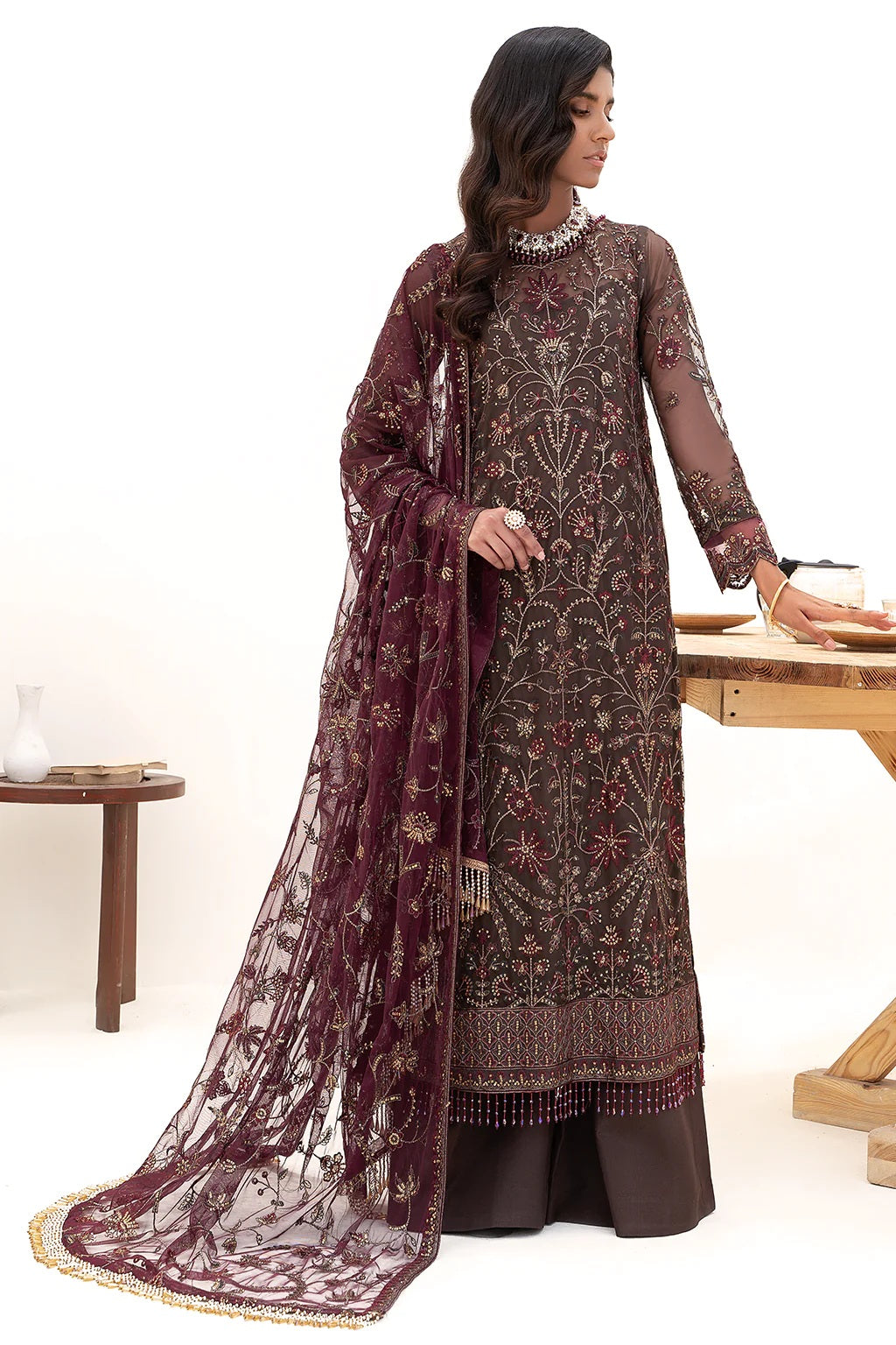 Nazneen By Zarif Embroidered Net Unstitched 3 Piece Suit - 10 Nazneen By Zarif Embroidered Net Unstitched 3 Piece Suit - 10