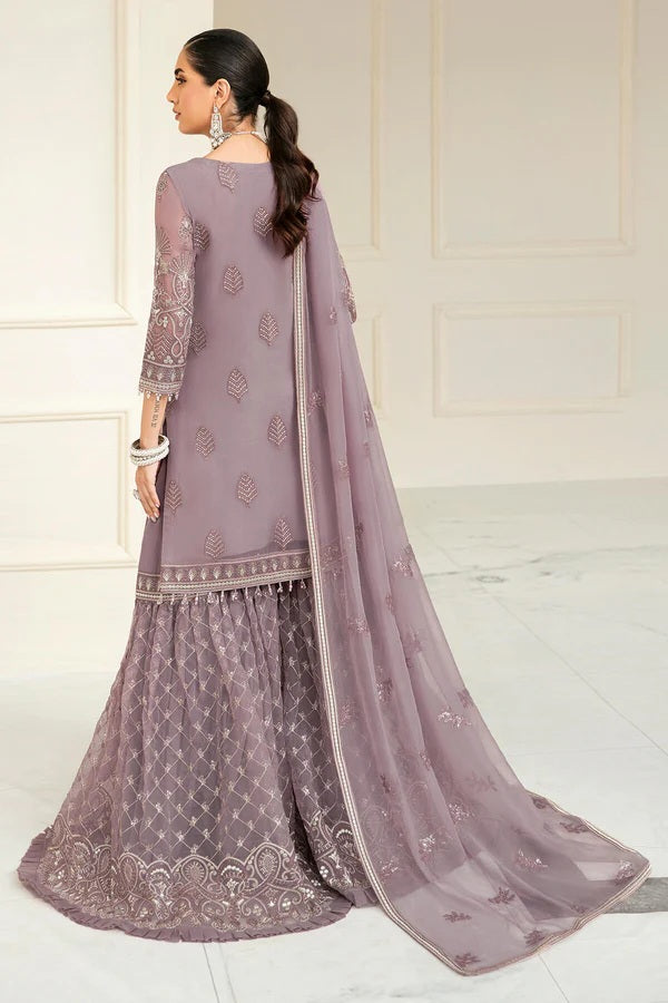 Safeera By Flossie Embroidered Chiffon Unstitched 3 Piece Suit - 10 VIOLET ICE Safeera By Flossie Embroidered Chiffon Unstitched 3 Piece Suit - 10 VIOLET ICE