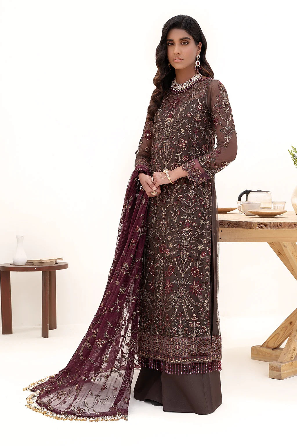 Nazneen By Zarif Embroidered Net Unstitched 3 Piece Suit - 10 Nazneen By Zarif Embroidered Net Unstitched 3 Piece Suit - 10