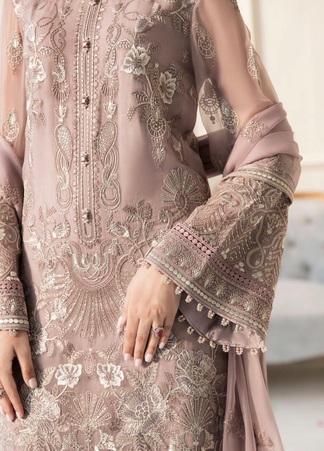 Safeera By Flossie Embroidered Chiffon Unstitched 3 Piece Suit - 10 VIOLET ICE Safeera By Flossie Embroidered Chiffon Unstitched 3 Piece Suit - 10 VIOLET ICE