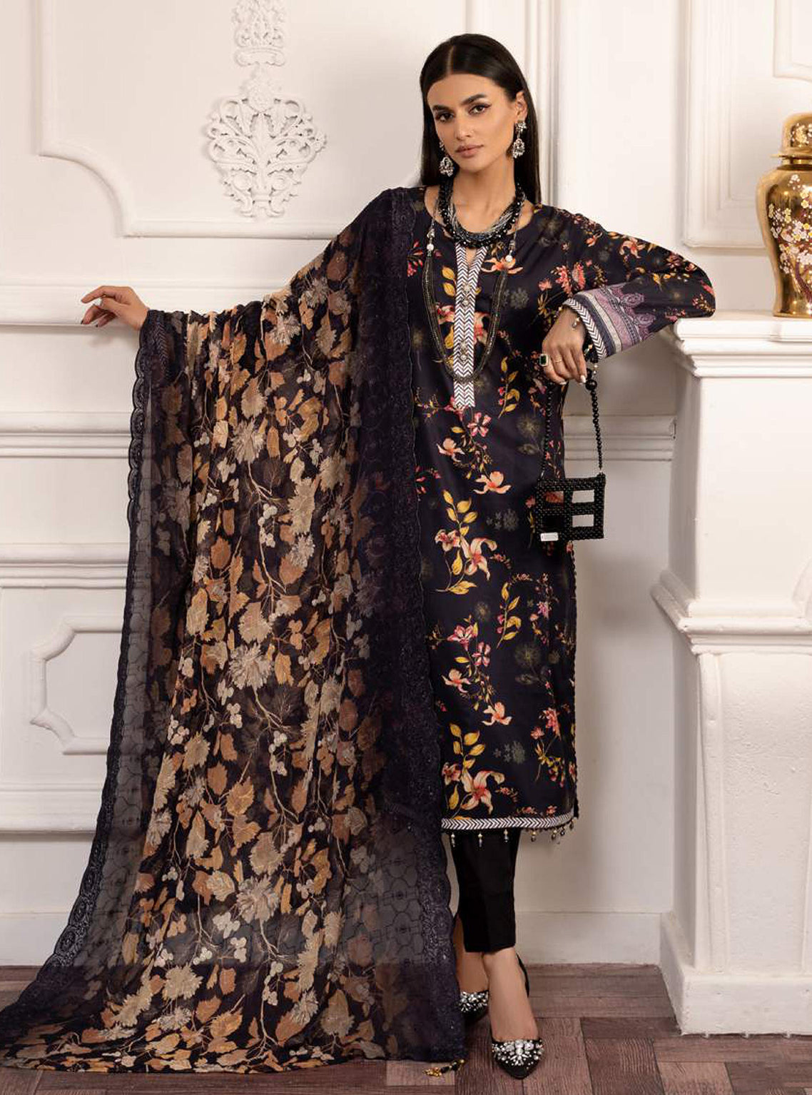 D#03 AlZohaib Sunshine Bloom Printed Bamber Chikankari Dupatta 923 D#03 AlZohaib Sunshine Bloom Printed Bamber Chikankari Dupatta 923