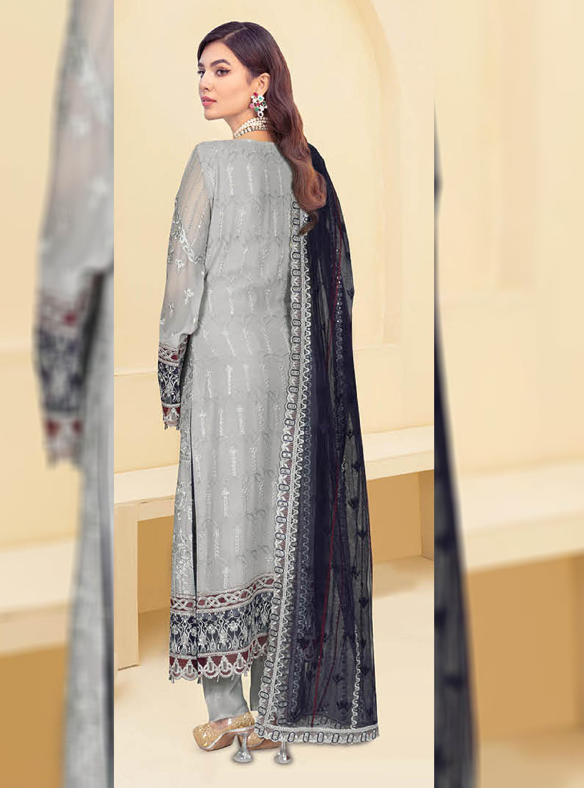 Kashish By Ramsha Embroidered Chiffon Unstitched 3 Piece Suit - 102 Kashish By Ramsha Embroidered Chiffon Unstitched 3 Piece Suit - 102