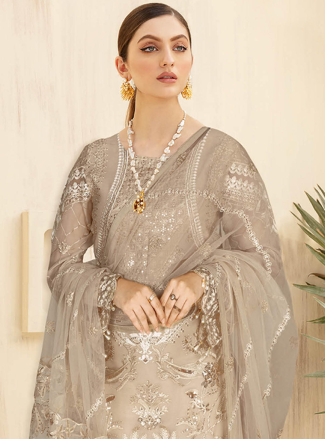 Kashish By Ramsha Embroidered Chiffon Unstitched 3 Piece Suit - 101 Kashish By Ramsha Embroidered Chiffon Unstitched 3 Piece Suit - 101