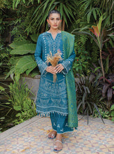 Qline By Qalamkar Embroidered Linen Unstitched 3 Piece Suit - 08 SOLENE