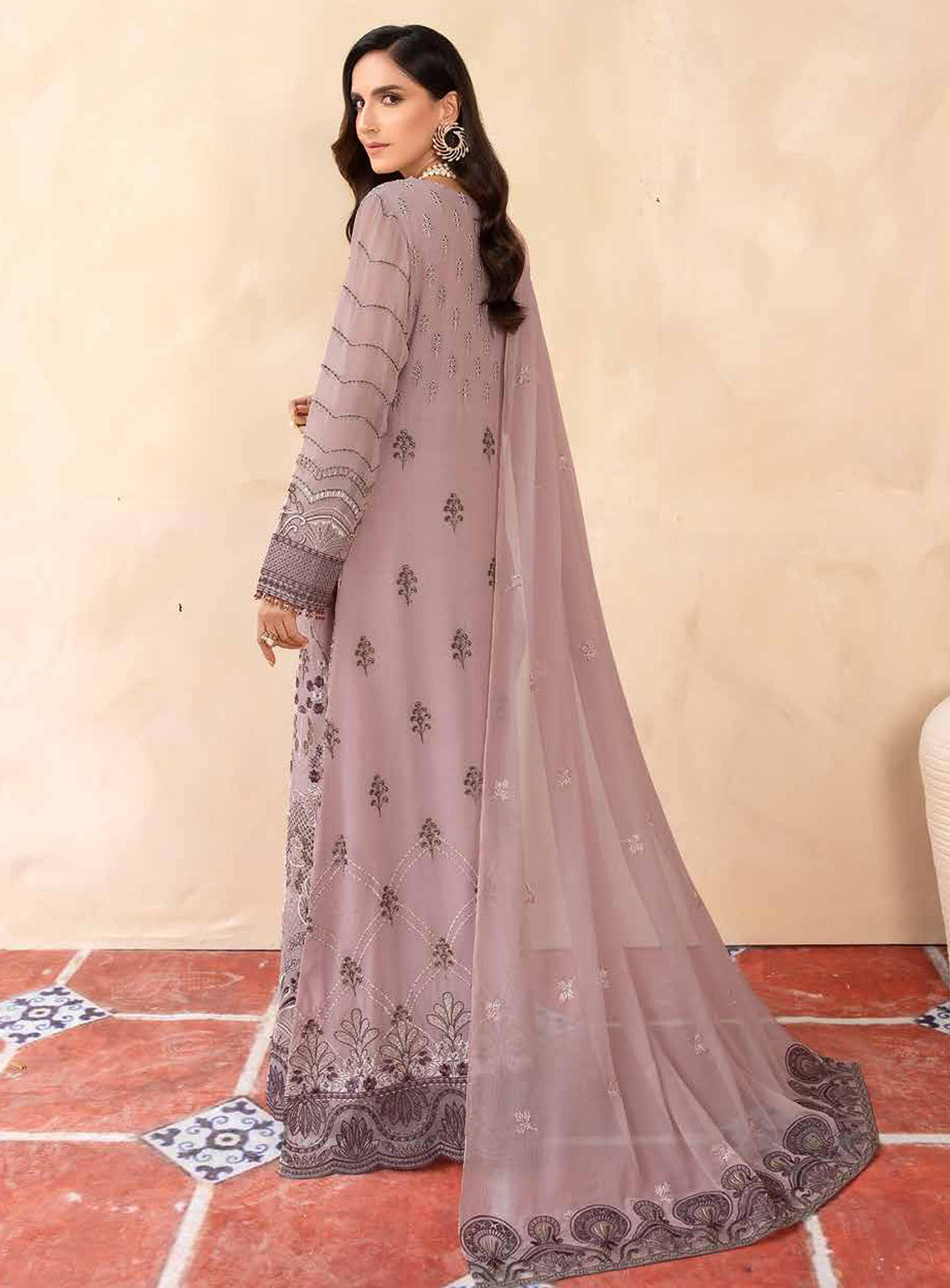 Elnaz By Flossie Embroidered Chiffon Unstitched 3 Piece Suit - 107 Elnaz By Flossie Embroidered Chiffon Unstitched 3 Piece Suit - 107