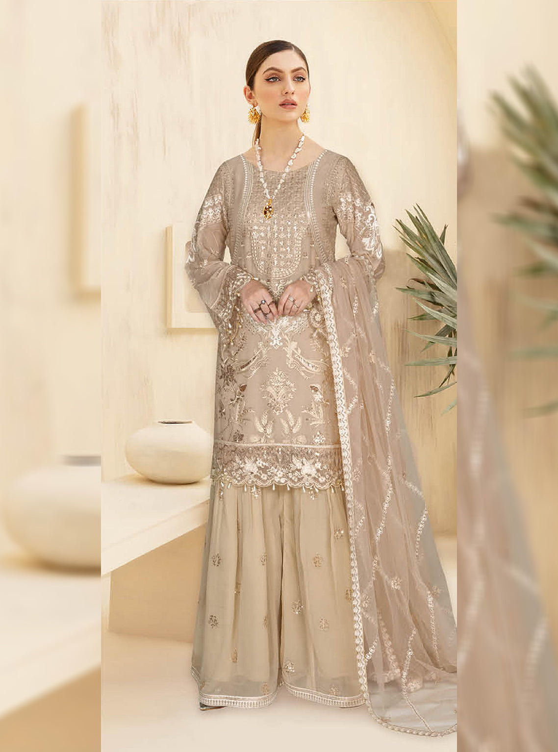 Kashish By Ramsha Embroidered Chiffon Unstitched 3 Piece Suit - 101 Kashish By Ramsha Embroidered Chiffon Unstitched 3 Piece Suit - 101