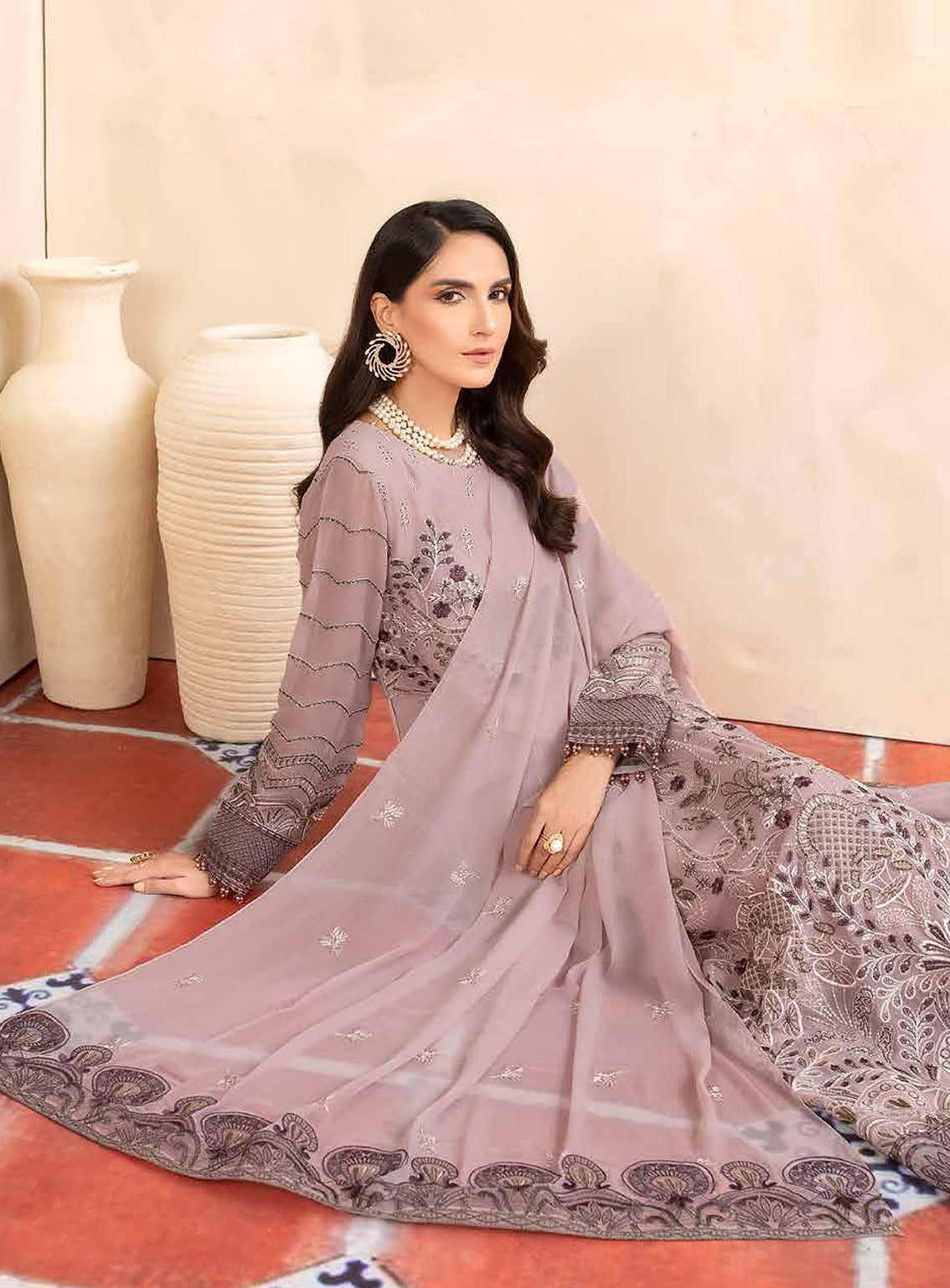 Elnaz By Flossie Embroidered Chiffon Unstitched 3 Piece Suit - 107 Elnaz By Flossie Embroidered Chiffon Unstitched 3 Piece Suit - 107