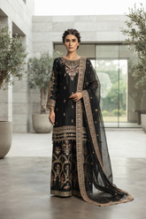 Raad Luxury Formal Embroidered Raw Silk 3 Piece Stitched Suit RD26LF RA-41 BK GULNAAR