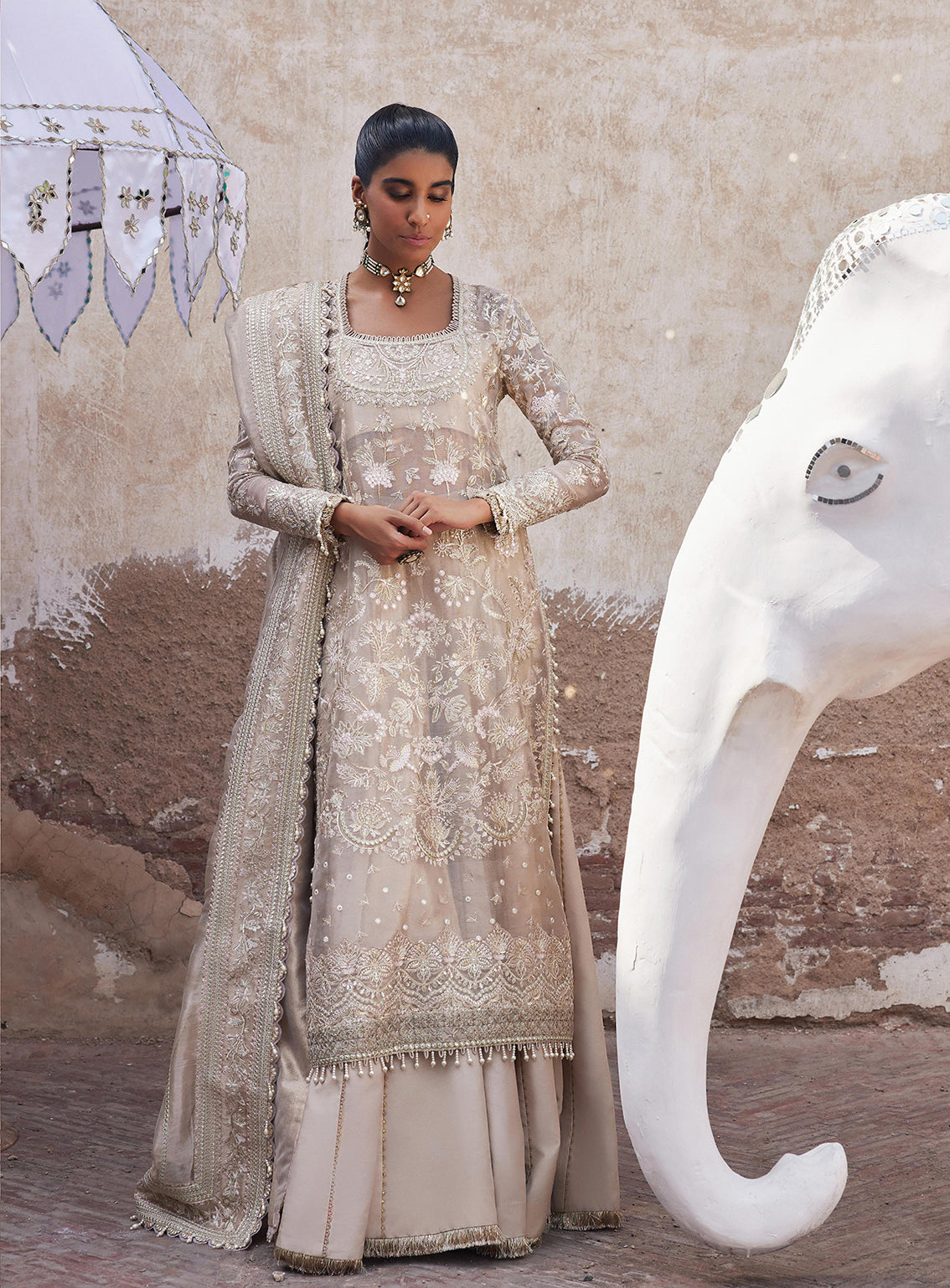 Afrozeh Embroidered Organza Zari Unstitched 3 Piece Suit - 04 Afrozeh Embroidered Organza Zari Unstitched 3 Piece Suit - 04