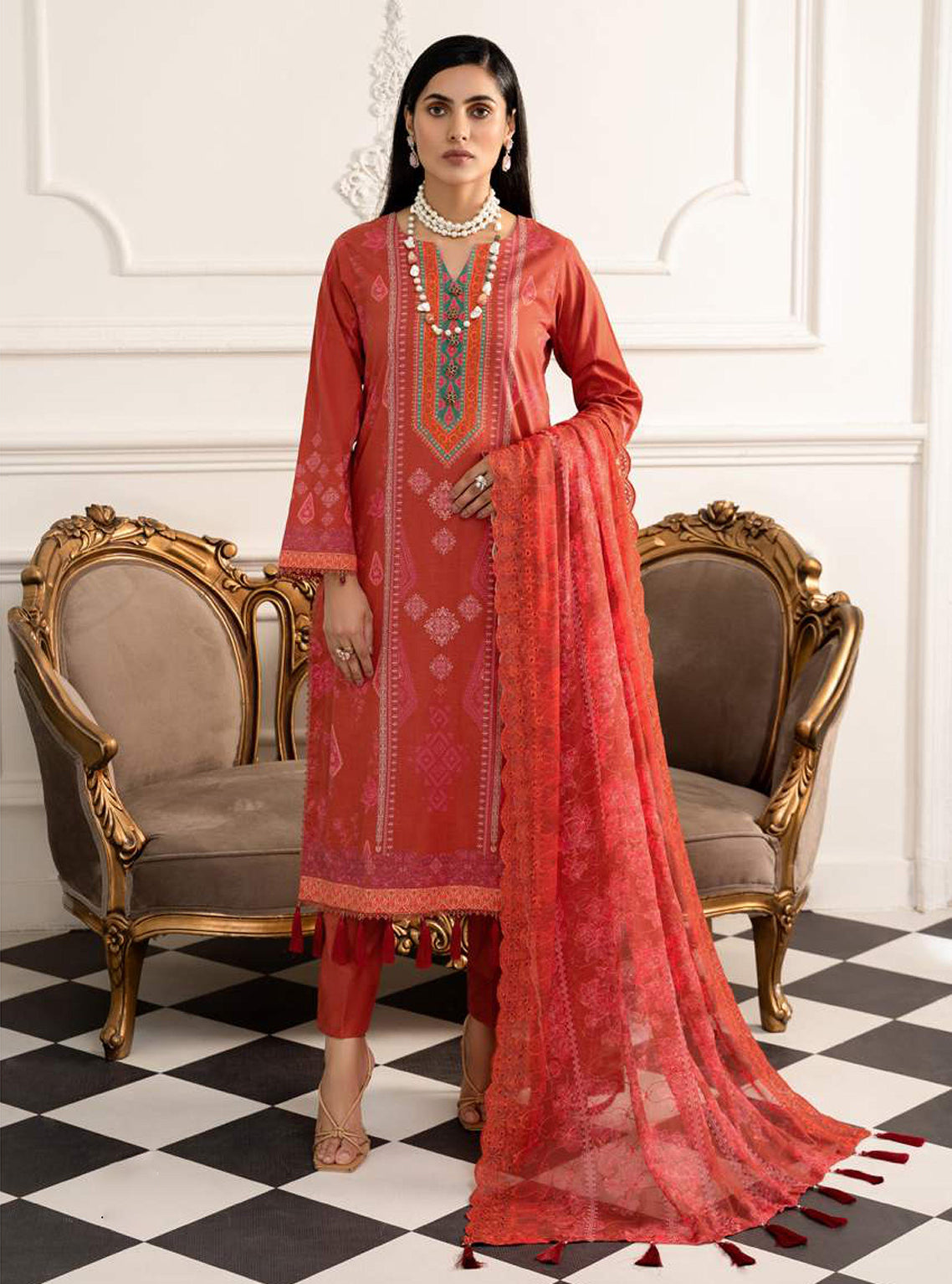 D#11 AlZohaib Sunshine Bloom Printed Bamber Chikankari Dupatta 923 D#11 AlZohaib Sunshine Bloom Printed Bamber Chikankari Dupatta 923