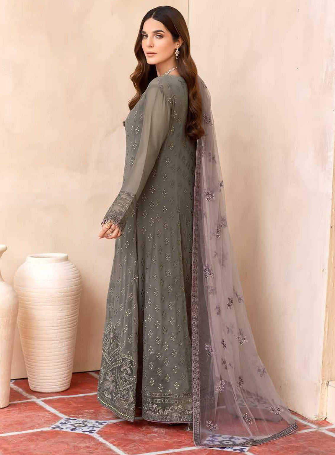 Elnaz By Flossie Embroidered Chiffon Unstitched 3 Piece Suit - 106 Elnaz By Flossie Embroidered Chiffon Unstitched 3 Piece Suit - 106