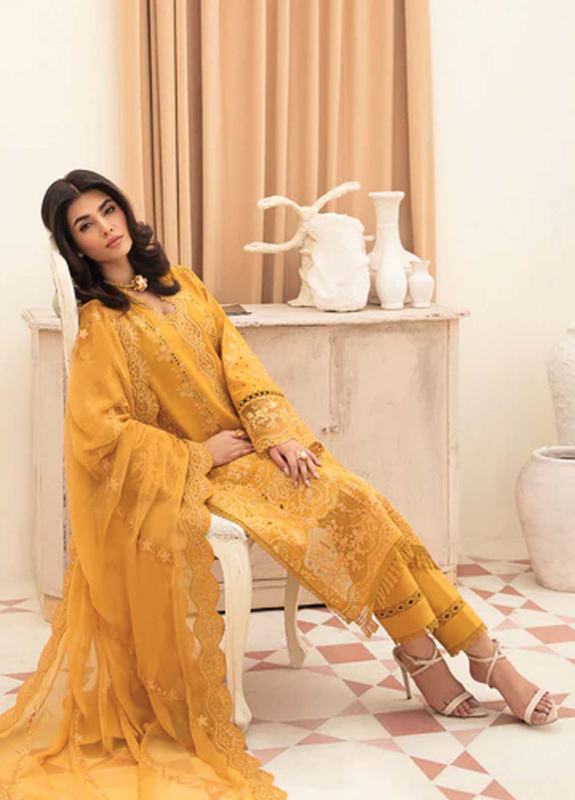 Afrozeh Embroidered Lawn Unstitched 3 Piece Suit - 03 Afrozeh Embroidered Lawn Unstitched 3 Piece Suit - 03
