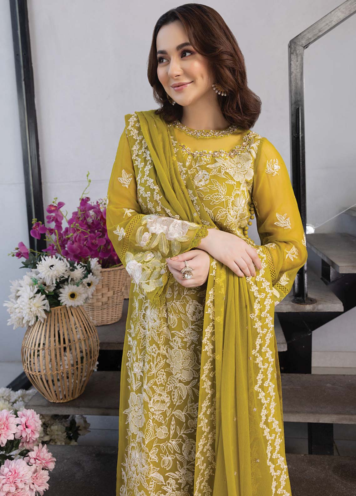 Azure Embroidered Chiffon Unstitched 3 Piece Suit - 27 Azure Embroidered Chiffon Unstitched 3 Piece Suit - 27