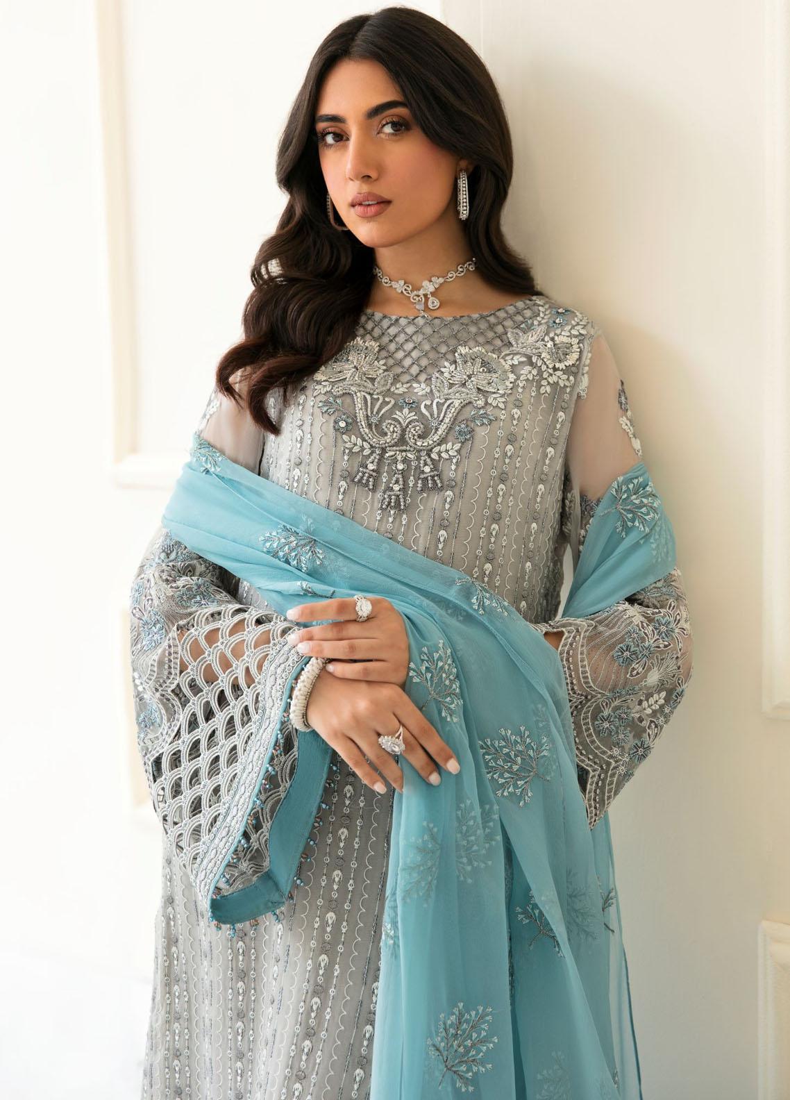 Safeera By Flossie Embroidered Chiffon Unstitched 3 Piece Suit - 01 Safeera By Flossie Embroidered Chiffon Unstitched 3 Piece Suit - 01