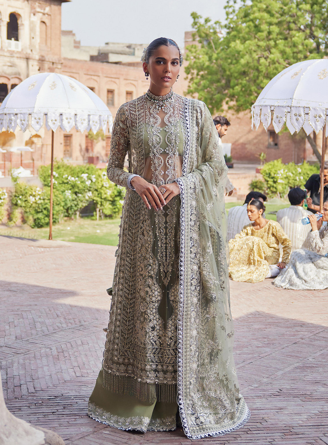 Afrozeh Embroidered Net Unstitched 3 Piece Suit - 08 Afrozeh Embroidered Net Unstitched 3 Piece Suit - 08