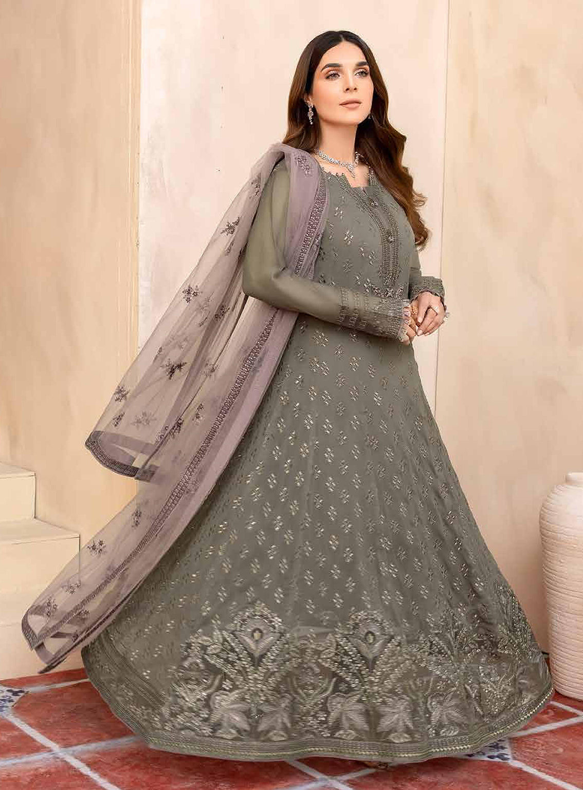 Elnaz By Flossie Embroidered Chiffon Unstitched 3 Piece Suit - 106 Elnaz By Flossie Embroidered Chiffon Unstitched 3 Piece Suit - 106