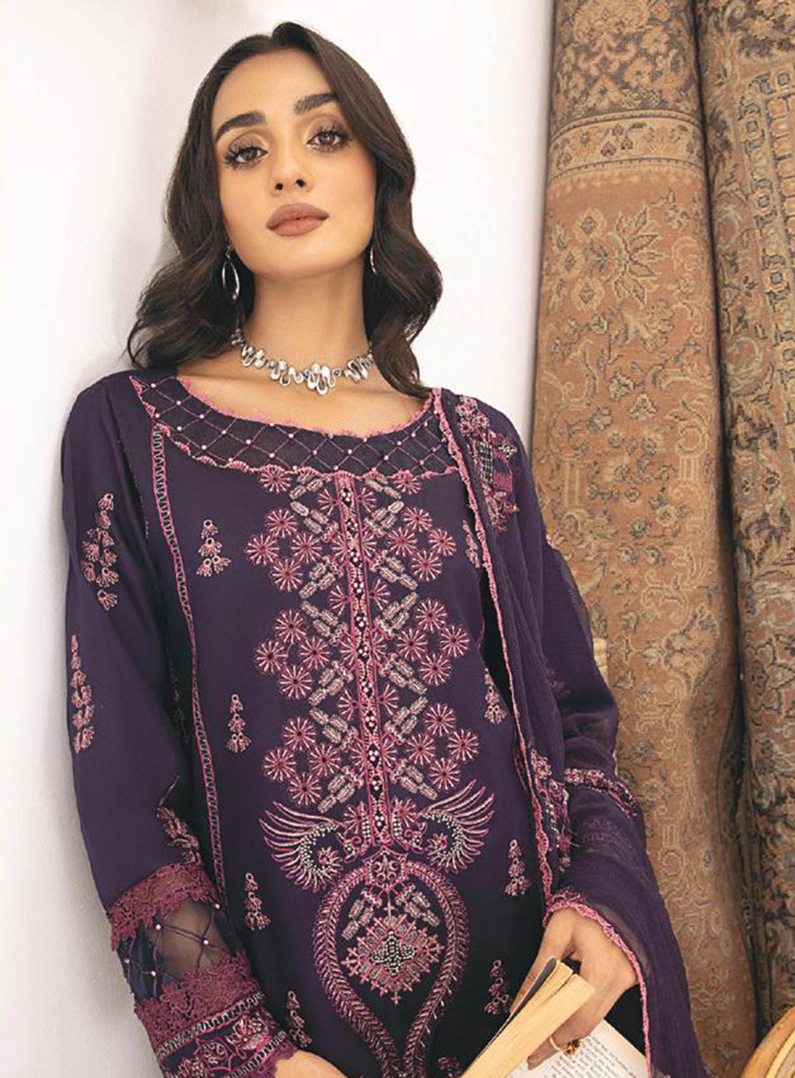 Kastoori By Awwal Embroidered Viscose Unstitched 3 Piece Suit - 01 Kastoori By Awwal Embroidered Viscose Unstitched 3 Piece Suit - 01