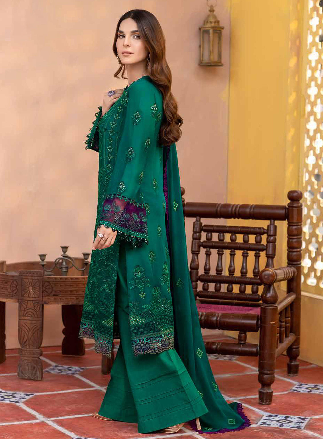 Elnaz By Flossie Embroidered Chiffon Unstitched 3 Piece Suit - 105 Elnaz By Flossie Embroidered Chiffon Unstitched 3 Piece Suit - 105