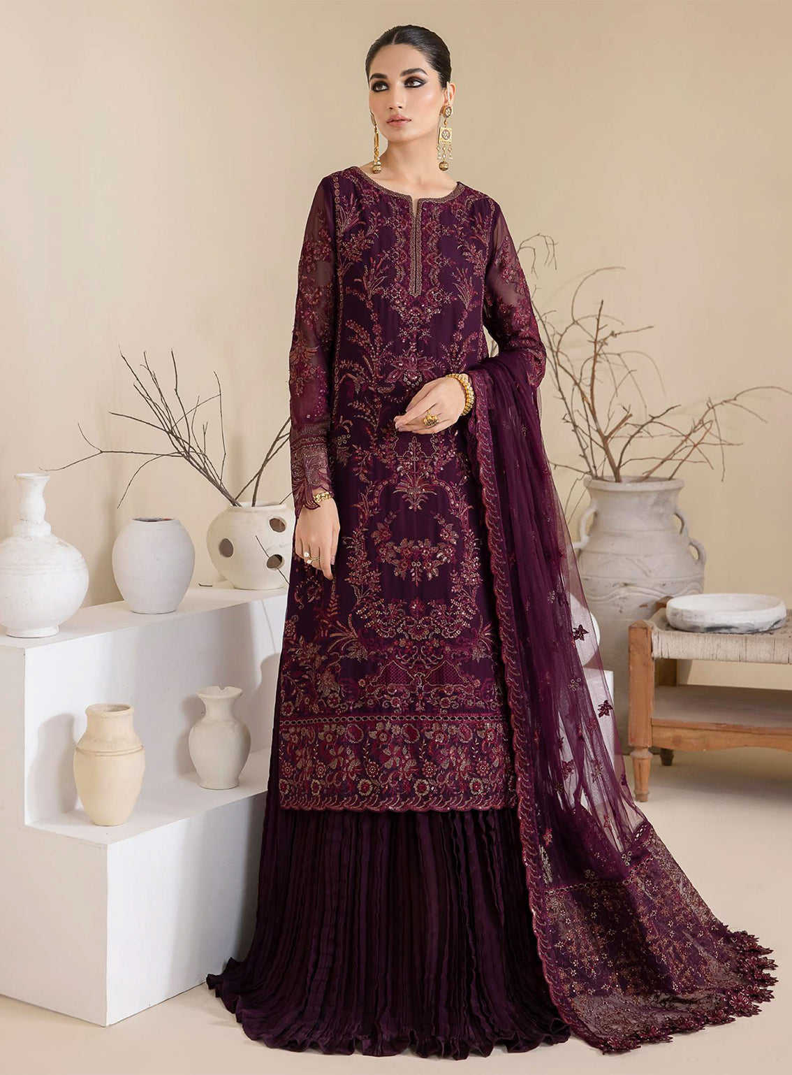 Iznik Embroidered Chiffon Unstitched 3 Piece Suit - 28 Iznik Embroidered Chiffon Unstitched 3 Piece Suit - 28