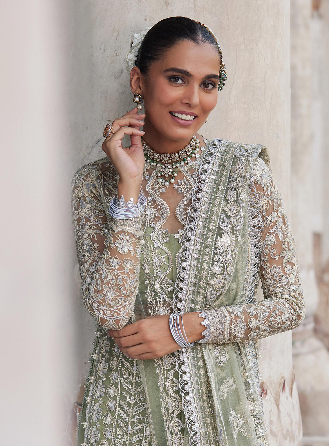 Afrozeh Embroidered Net Unstitched 3 Piece Suit - 08 Afrozeh Embroidered Net Unstitched 3 Piece Suit - 08