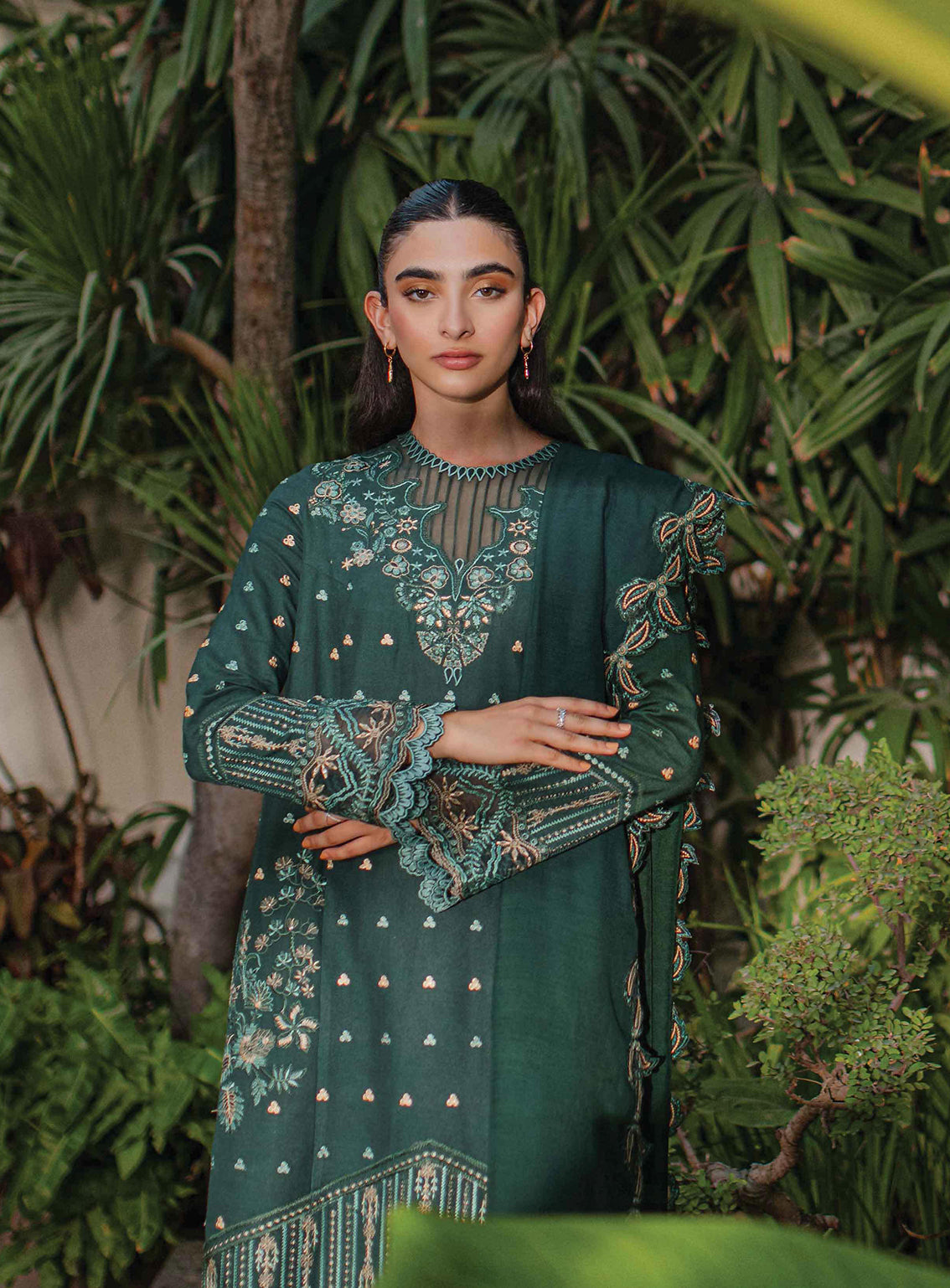 Qline By Qalamkar Embroidered Peach Leather Unstitched 3 Piece Suit - 05 AURORA Qline By Qalamkar Embroidered Peach Leather Unstitched 3 Piece Suit - 05 AURORA