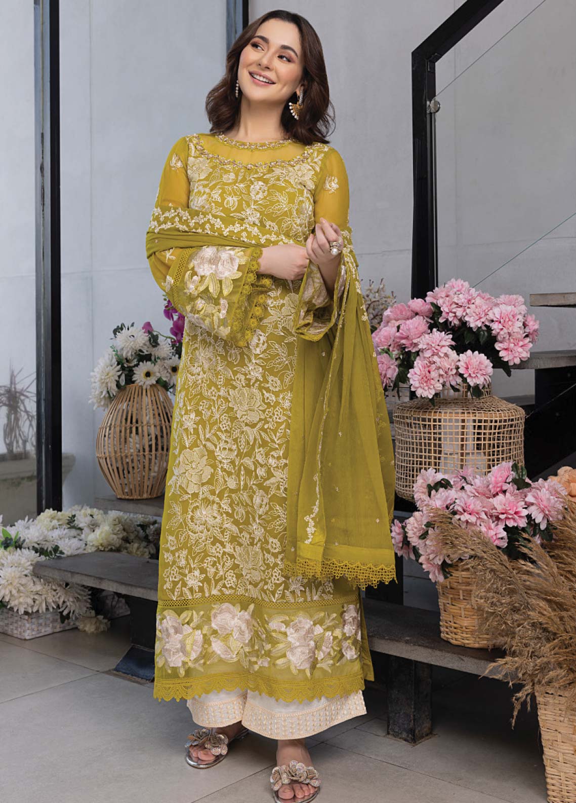 Azure Embroidered Chiffon Unstitched 3 Piece Suit - 27 Azure Embroidered Chiffon Unstitched 3 Piece Suit - 27