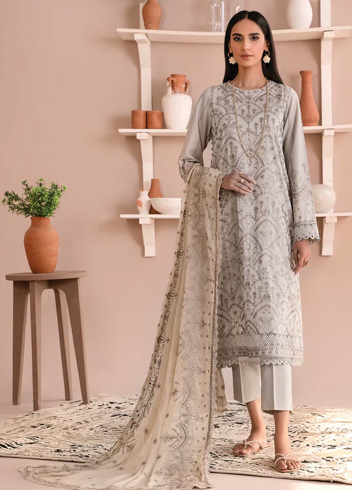 Zarif Embroidered Lawn Unstitched 3 Piece Suit - 05 Zarif Embroidered Lawn Unstitched 3 Piece Suit - 05