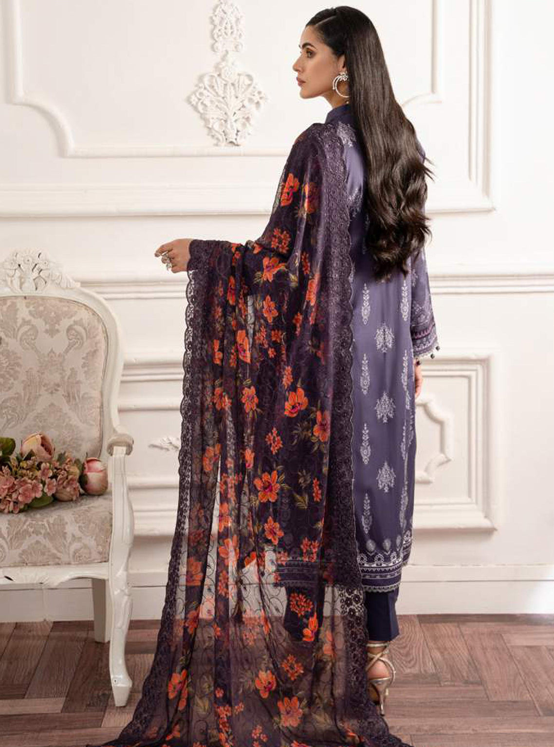 D#08 AlZohaib Sunshine Bloom Printed Bamber Chikankari Dupatta 923 D#08 AlZohaib Sunshine Bloom Printed Bamber Chikankari Dupatta 923