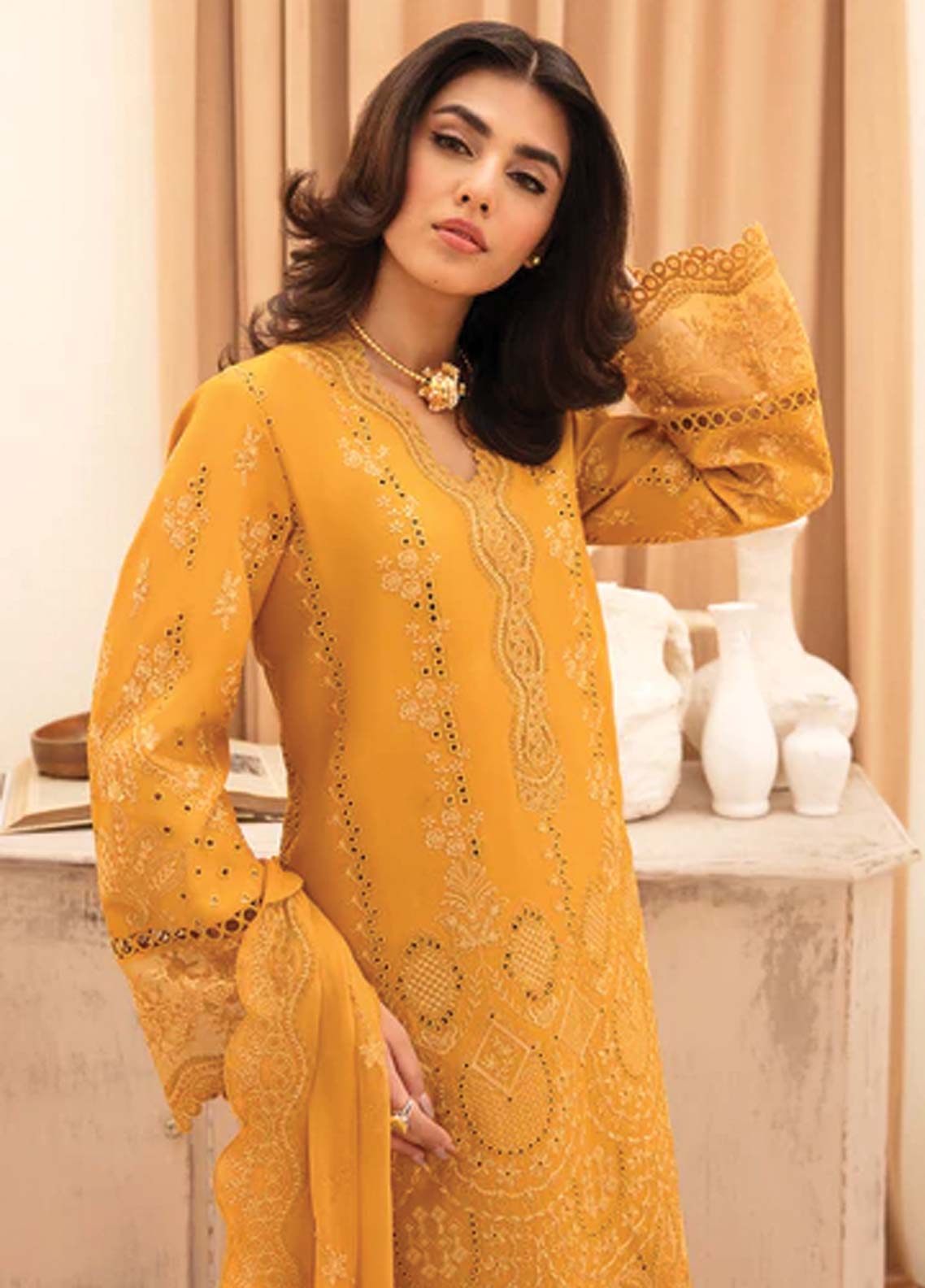Afrozeh Embroidered Lawn Unstitched 3 Piece Suit - 03 Afrozeh Embroidered Lawn Unstitched 3 Piece Suit - 03