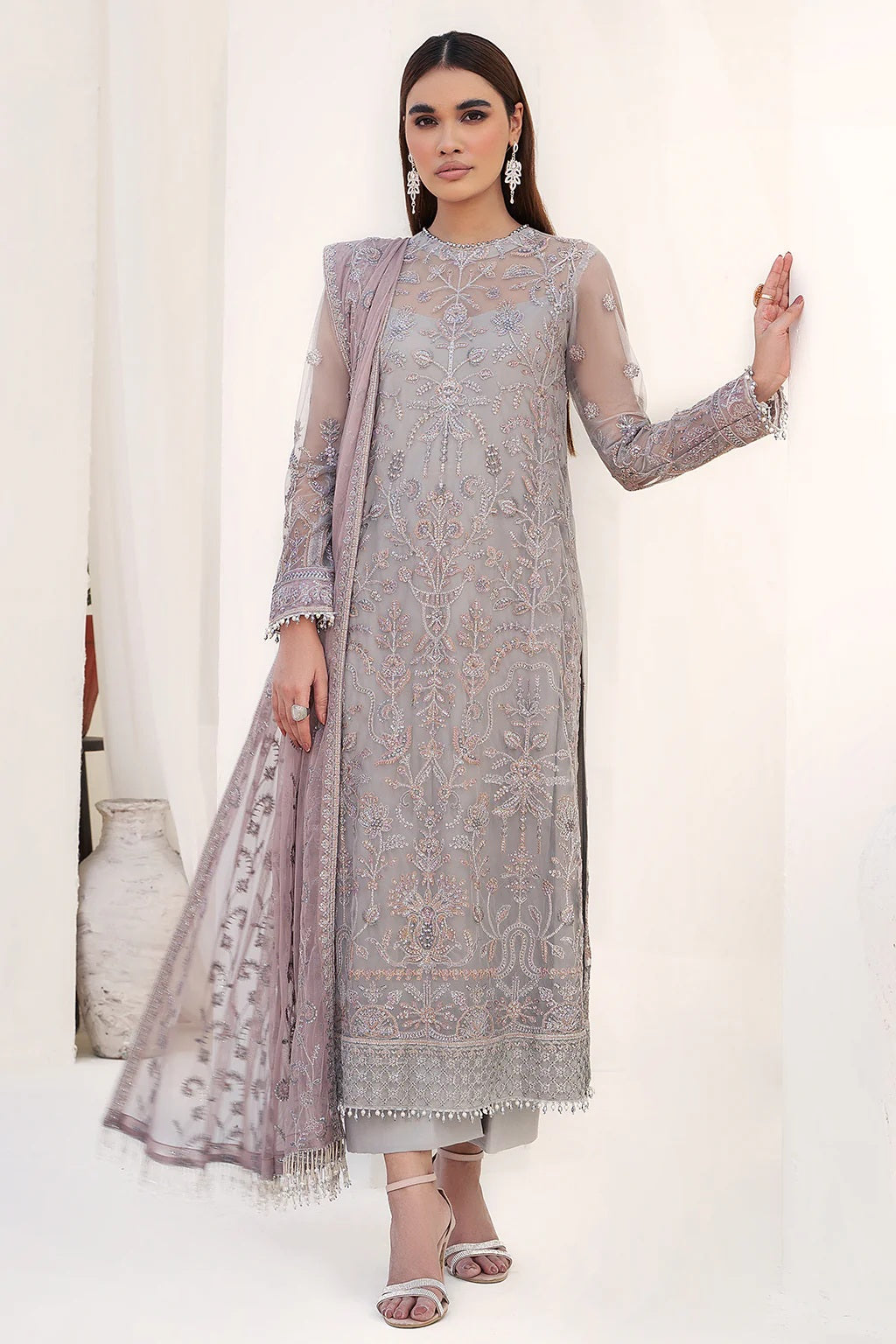 Nazneen By Zarif Embroidered Net Unstitched 3 Piece Suit - 02 Nazneen By Zarif Embroidered Net Unstitched 3 Piece Suit - 02