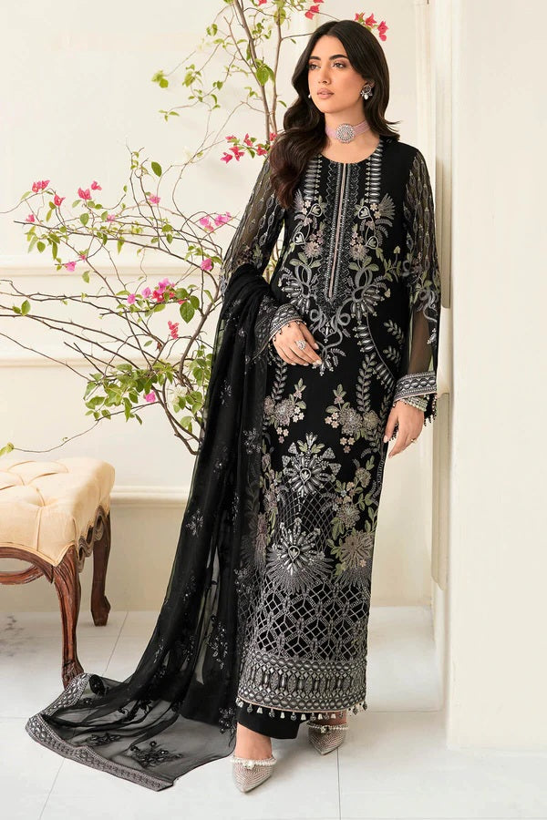 Safeera By Flossie Embroidered Chiffon Unstitched 3 Piece Suit - 02 PEBBLE Safeera By Flossie Embroidered Chiffon Unstitched 3 Piece Suit - 02 PEBBLE