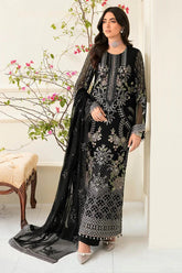 Safeera By Flossie Embroidered Chiffon Unstitched 3 Piece Suit - 02 PEBBLE