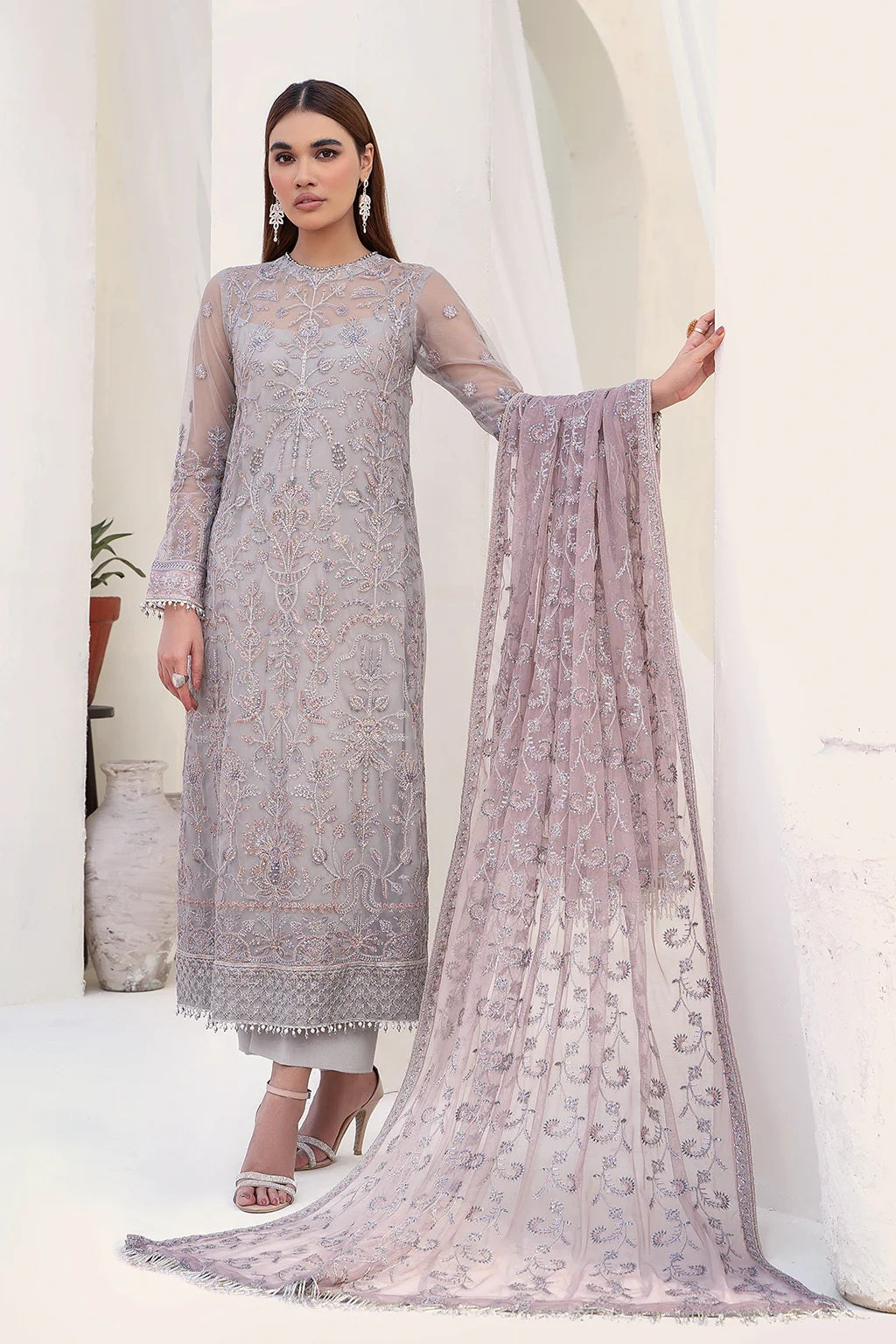 Nazneen By Zarif Embroidered Net Unstitched 3 Piece Suit - 02 Nazneen By Zarif Embroidered Net Unstitched 3 Piece Suit - 02
