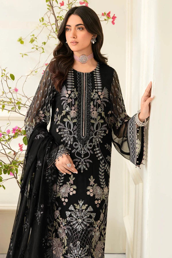 Safeera By Flossie Embroidered Chiffon Unstitched 3 Piece Suit - 02 PEBBLE Safeera By Flossie Embroidered Chiffon Unstitched 3 Piece Suit - 02 PEBBLE