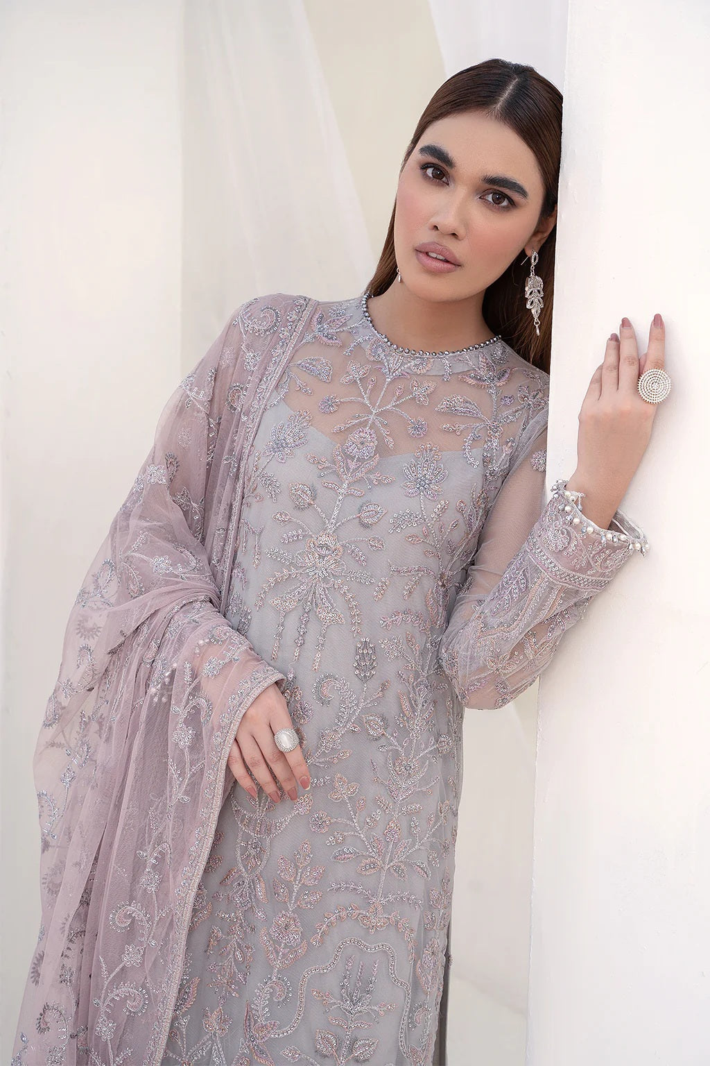Nazneen By Zarif Embroidered Net Unstitched 3 Piece Suit - 02 Nazneen By Zarif Embroidered Net Unstitched 3 Piece Suit - 02