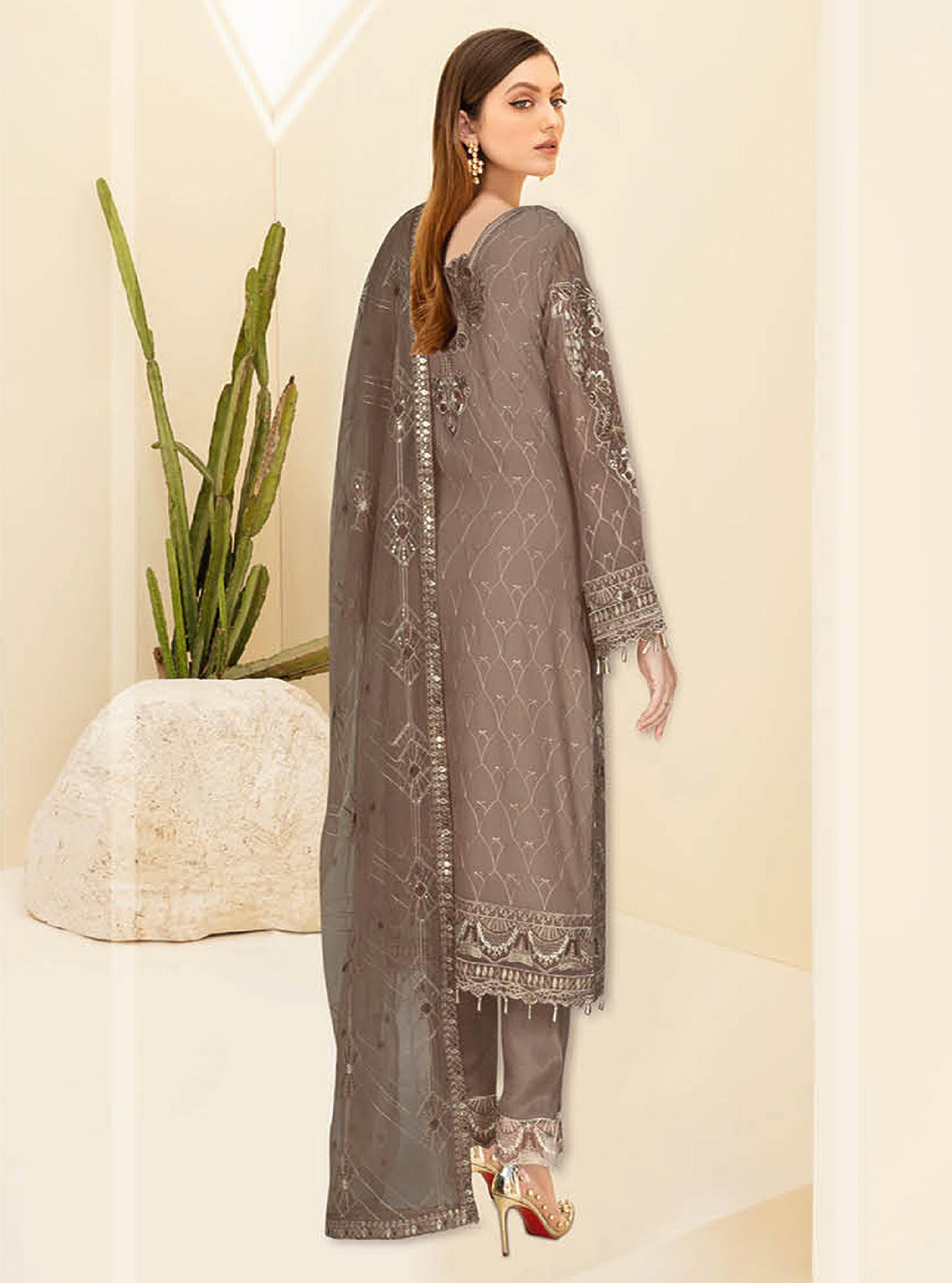 Kashish By Ramsha Embroidered Chiffon Unstitched 3 Piece Suit - 108 Kashish By Ramsha Embroidered Chiffon Unstitched 3 Piece Suit - 108