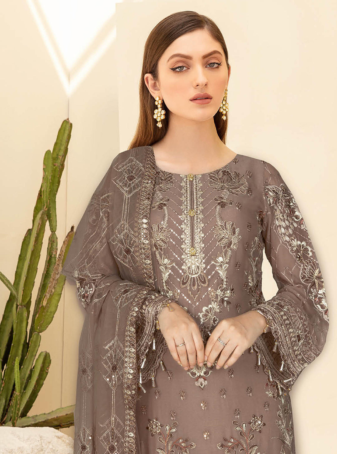 Kashish By Ramsha Embroidered Chiffon Unstitched 3 Piece Suit - 108 Kashish By Ramsha Embroidered Chiffon Unstitched 3 Piece Suit - 108