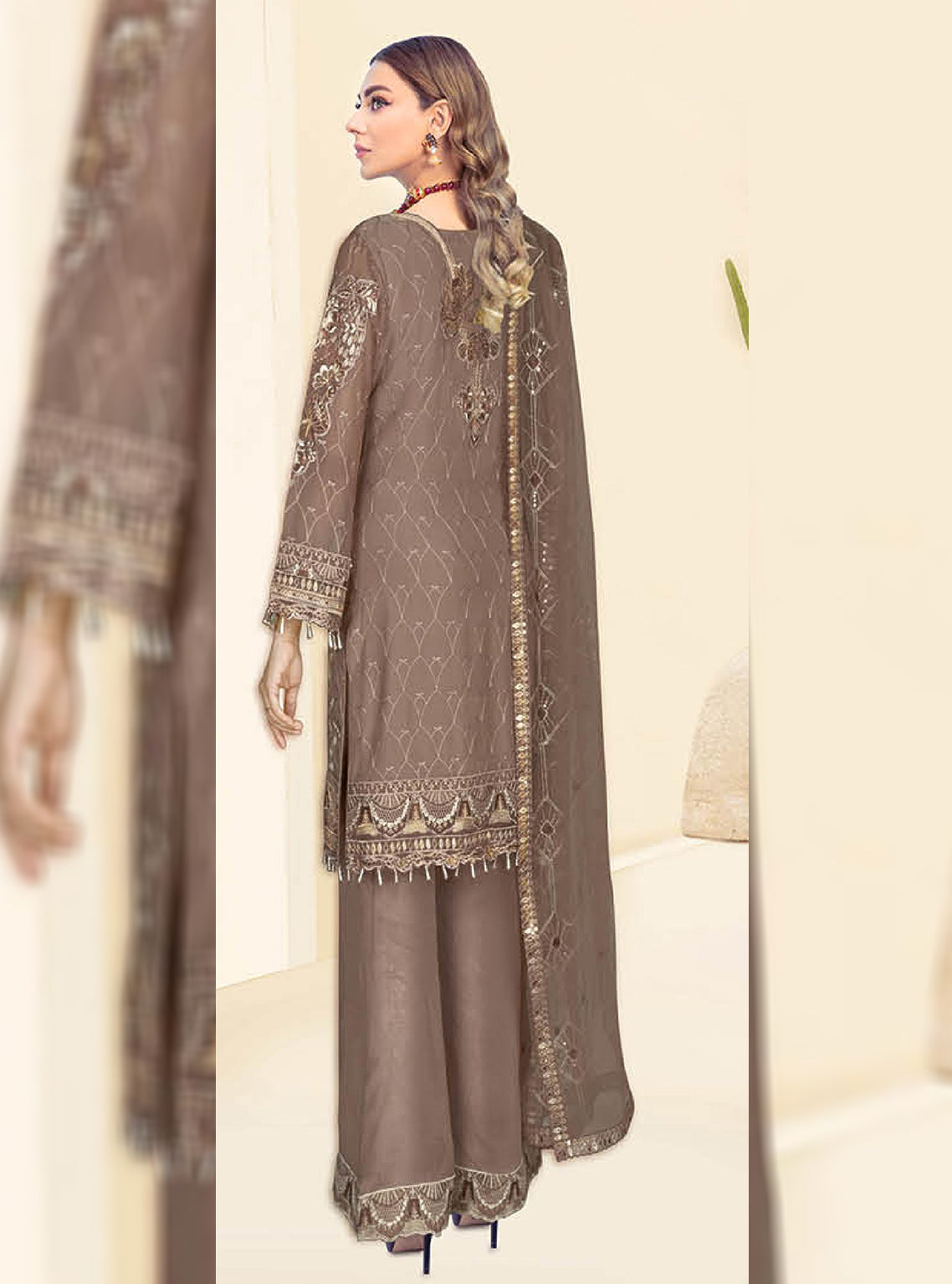 Kashish By Ramsha Embroidered Chiffon Unstitched 3 Piece Suit - 108 Kashish By Ramsha Embroidered Chiffon Unstitched 3 Piece Suit - 108