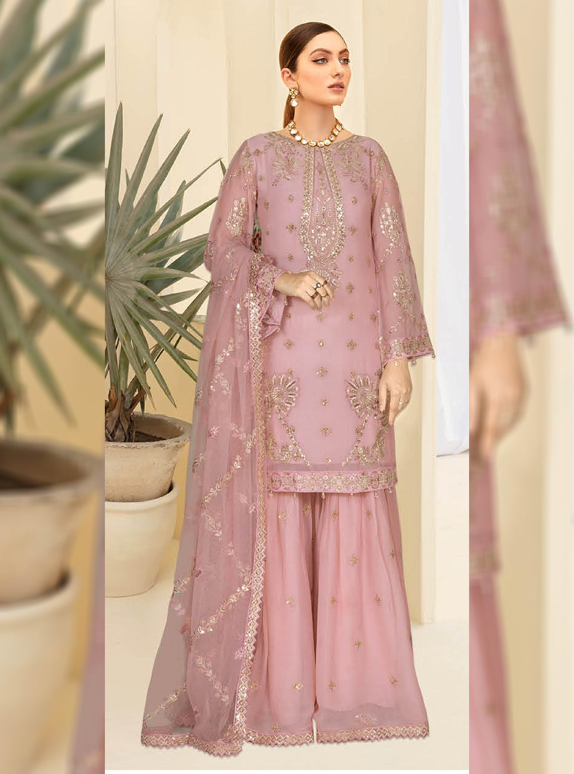 Kashish By Ramsha Embroidered Chiffon Unstitched 3 Piece Suit - 107 Kashish By Ramsha Embroidered Chiffon Unstitched 3 Piece Suit - 107