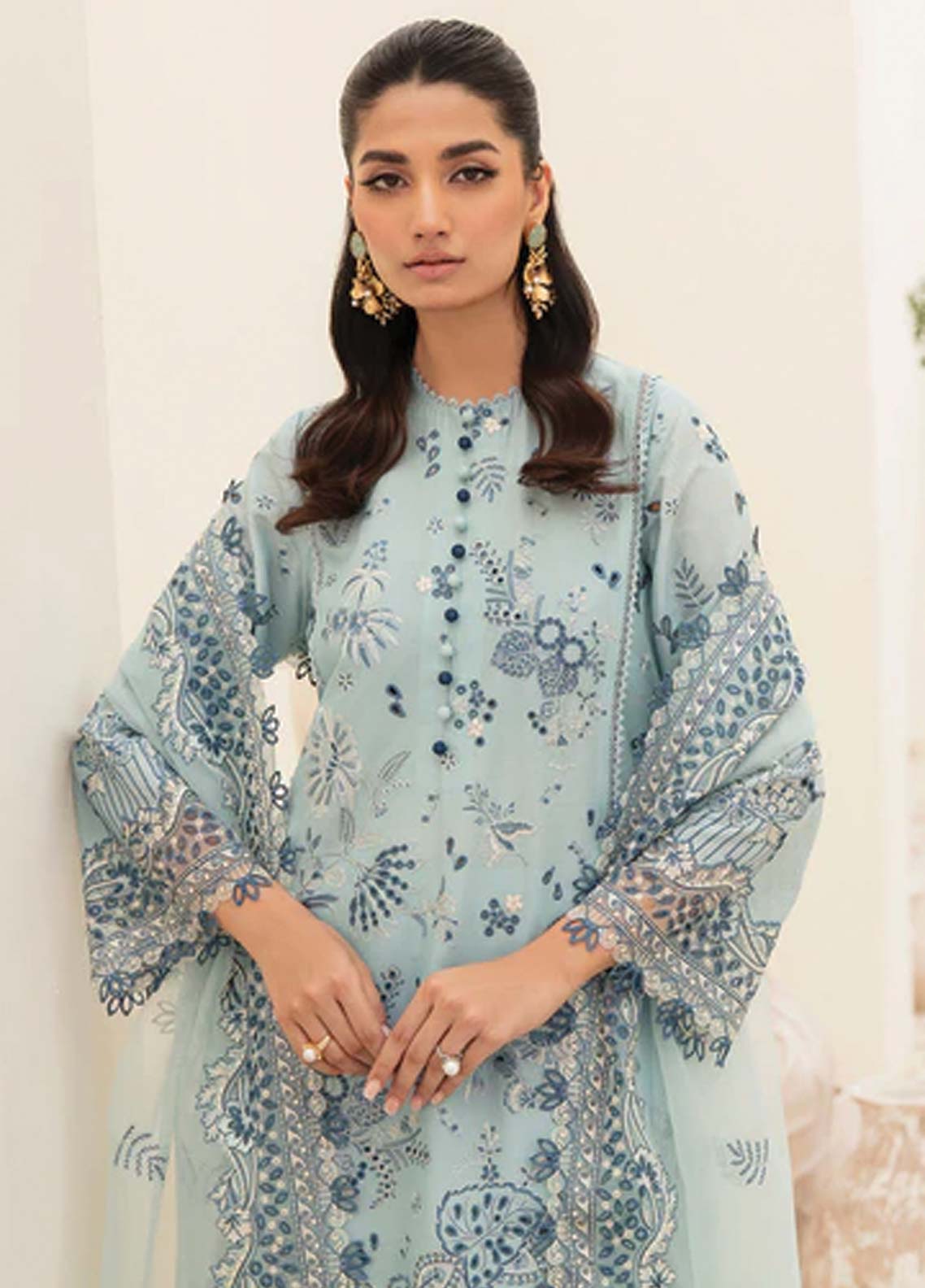 Afrozeh Embroidered Lawn Unstitched 3 Piece Suit - 10 Afrozeh Embroidered Lawn Unstitched 3 Piece Suit - 10