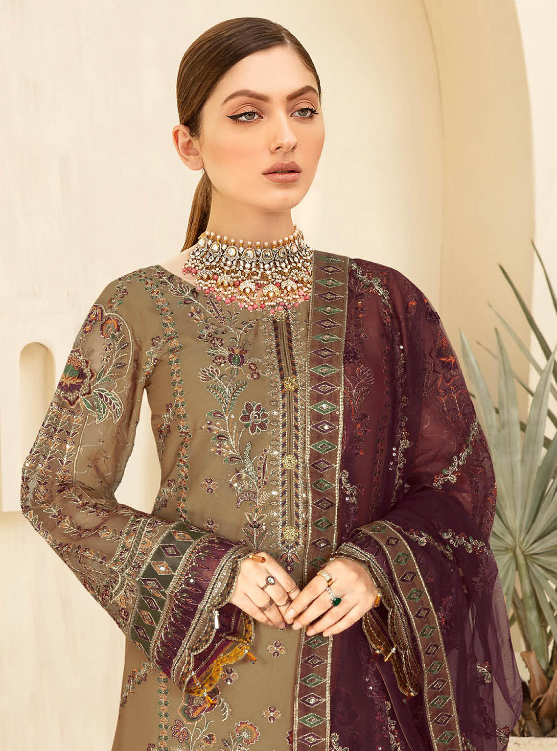Kashish By Ramsha Embroidered Chiffon Unstitched 3 Piece Suit - 104 Kashish By Ramsha Embroidered Chiffon Unstitched 3 Piece Suit - 104