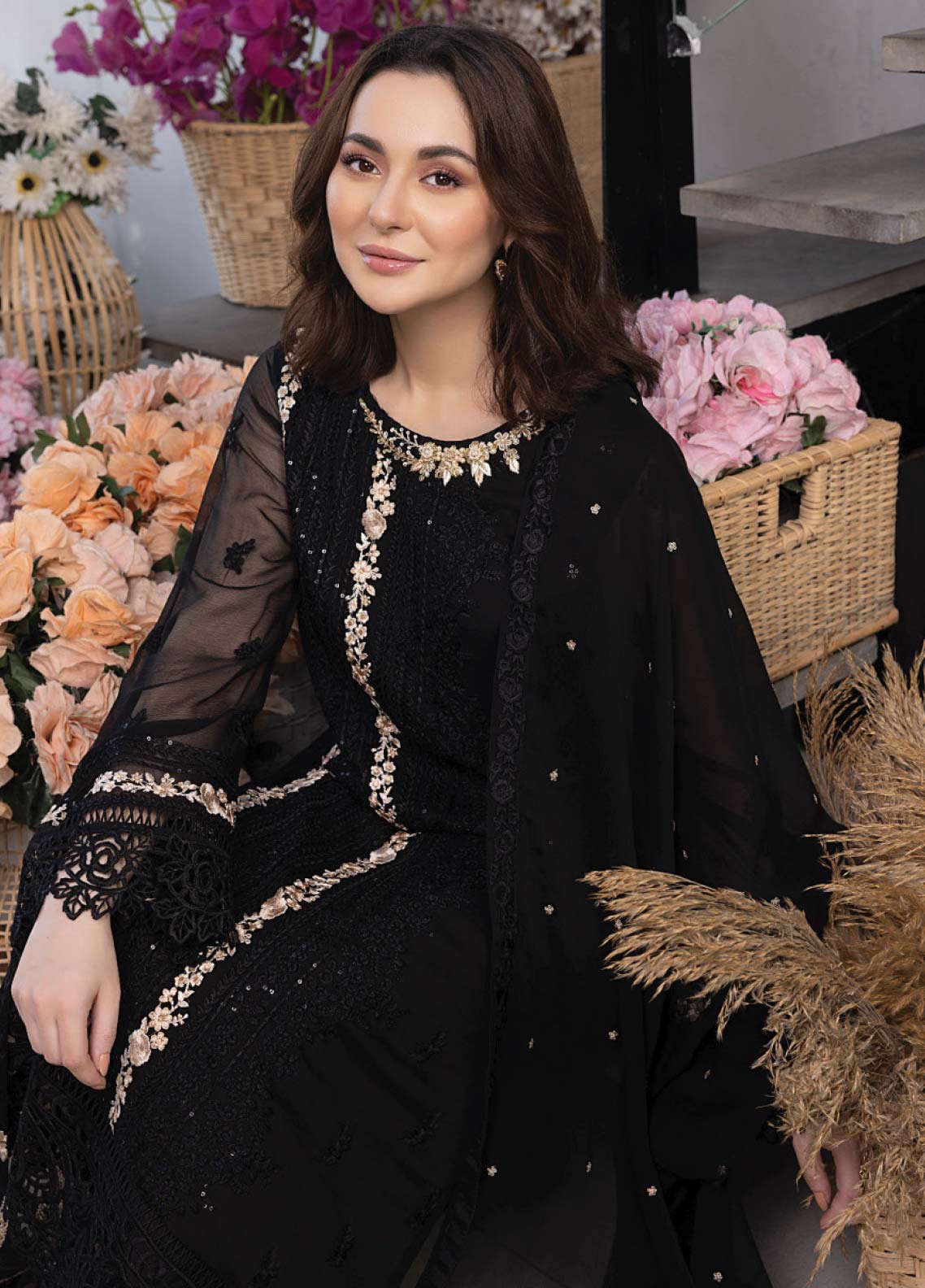 Azure Embroidered Chiffon Unstitched 3 Piece Suit - 24 Azure Embroidered Chiffon Unstitched 3 Piece Suit - 24