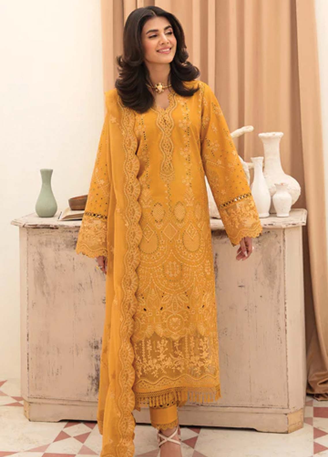 Afrozeh Embroidered Lawn Unstitched 3 Piece Suit - 03 Afrozeh Embroidered Lawn Unstitched 3 Piece Suit - 03