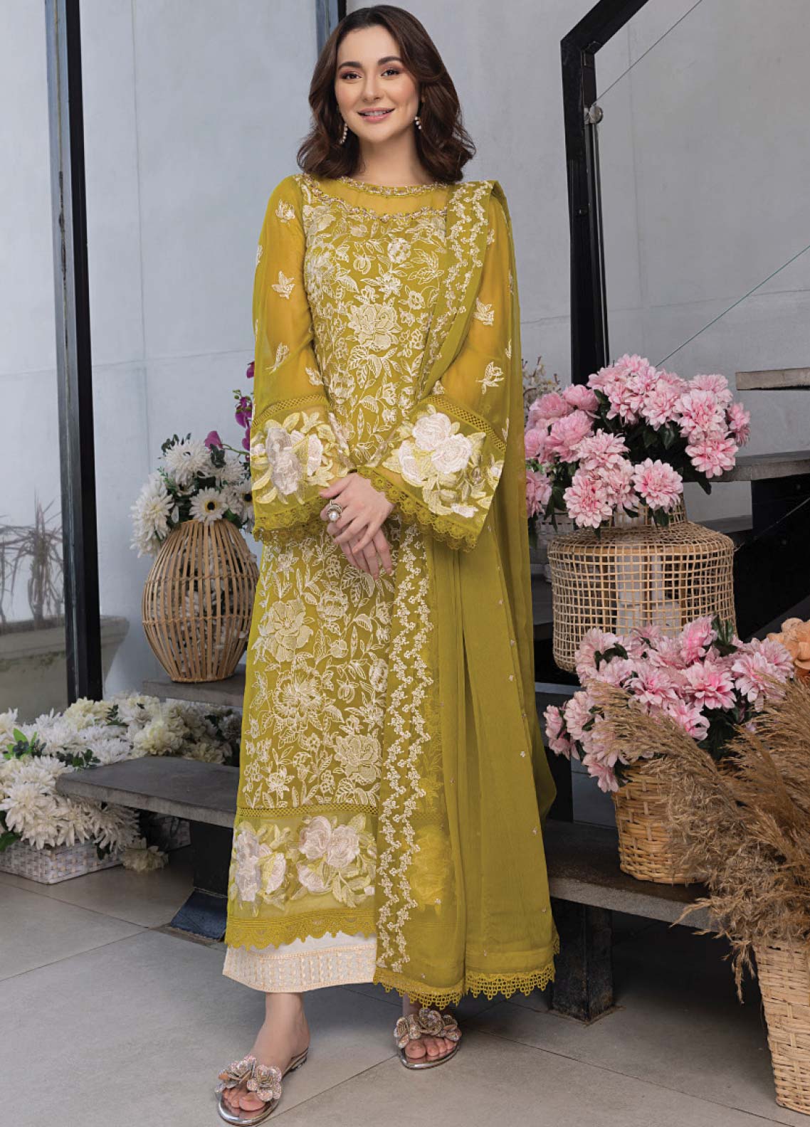 Azure Embroidered Chiffon Unstitched 3 Piece Suit - 27 Azure Embroidered Chiffon Unstitched 3 Piece Suit - 27