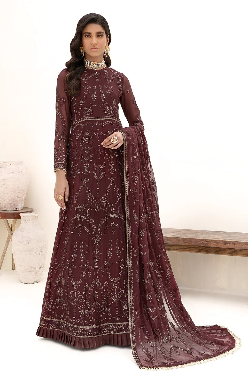 Nazneen By Zarif Embroidered Chiffon Unstitched 3 Piece Suit - 03 Nazneen By Zarif Embroidered Chiffon Unstitched 3 Piece Suit - 03