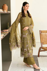 Safeera By Flossie Embroidered Chiffon Unstitched 3 Piece Suit - 03 TUSCANY